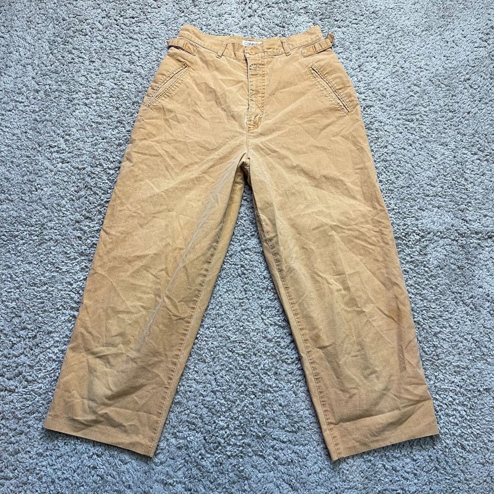 Calvin Klein Vintage 1980s Cotton Chino Tan Pants Crop Womens 10
